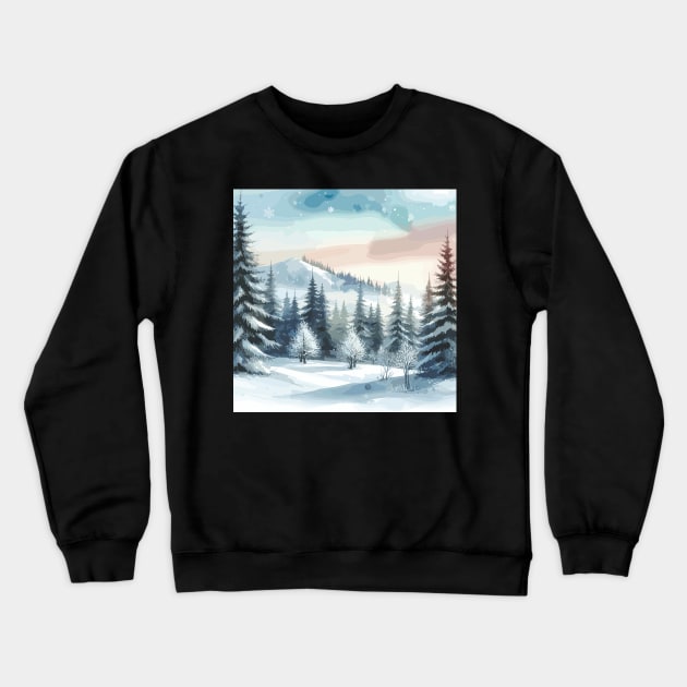 Winter Mountain Winter Landscape Crewneck Sweatshirt by Siha Arts